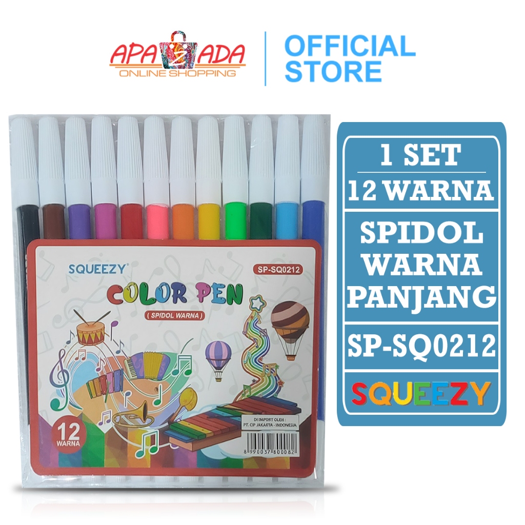

Apazada - Spidol Warna [1 Set - 12 Warna] / Color Pen SQUEEZY / Alat Mewarnai SP-SQ0212