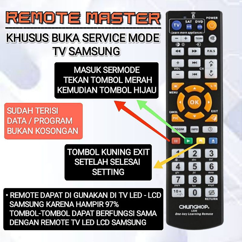 REMOTE REMOT MASTER BUKA SERVICE MODE SERMOD SAMSUNG REMOTE SAKTI FACTORY MODE TV SAMSUNG