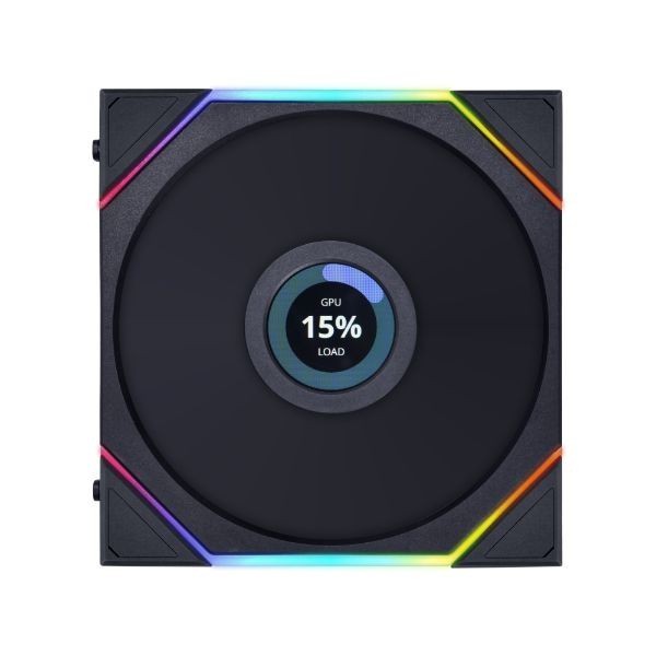 LIAN LI UNI FAN TL LCD140 Reverse Blade BLACK Single Pack with 1.6” LCD SCREEN