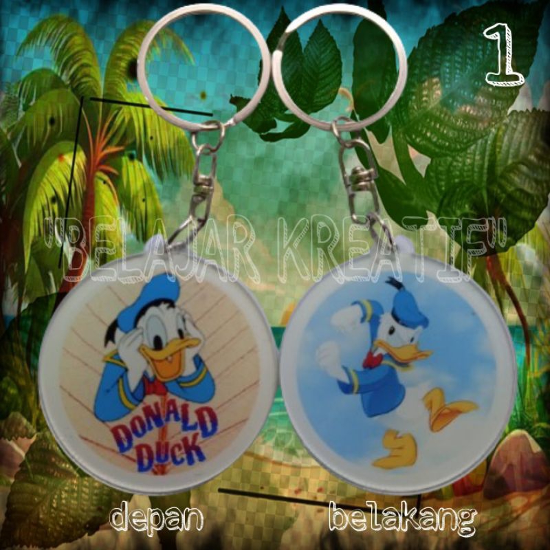 Gantungan Kunci Akrilik (Ganci) Gambar Dua Sisi Edisi "Donald Duck" Donal Bebek Tebal 4 mm