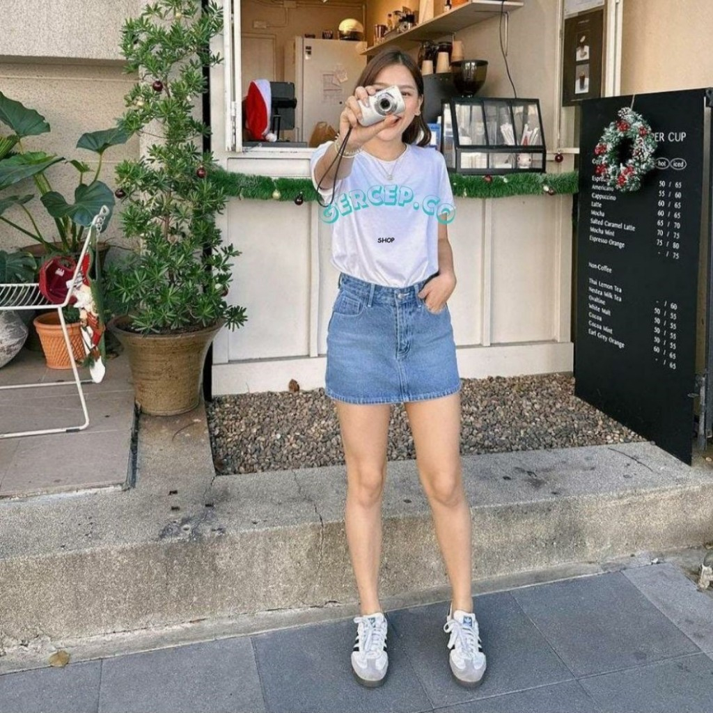 ROK PENDEK JEANS WANITA 27-38 ROK JEANS MINI ROK JEANS PENDEK Rok Jeans Pendek Rok Denim Skirt