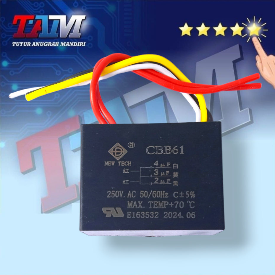 KAPASITOR 5 KABEL CBB61 2+3+4 uF CBB61 2UF 2UF 4UF