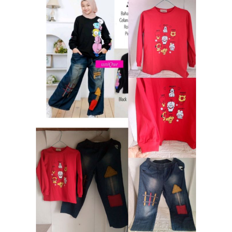 tsum2 set kids ,setelan celana anak perempuan,setelan rok anak cewek  original Amelia