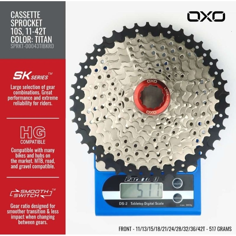 Sprocket 10 Speed 11-42T OXO Slop Cassette