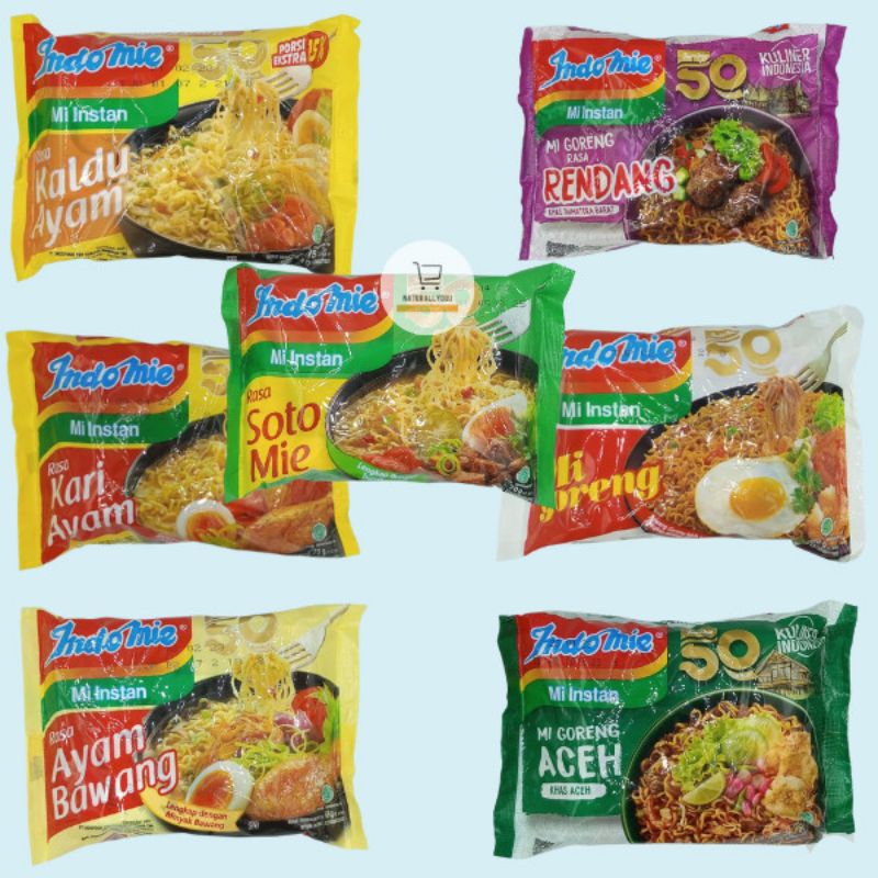 

Indomie Mie goreng Mie Kari Rendang Mie Aceh