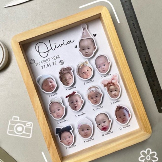 MILESTONE BABY 0-12month / first year baby / frame pigura / foto bayi /scrapbook bayi / foto bayi 3d