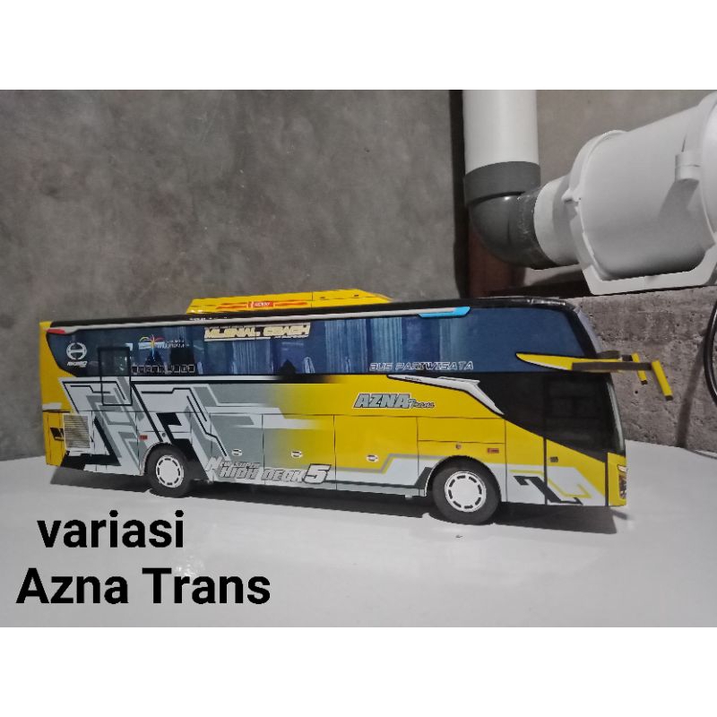 Mainan Azna trans miniatur bus telolet Basuri full lampu RC remot control