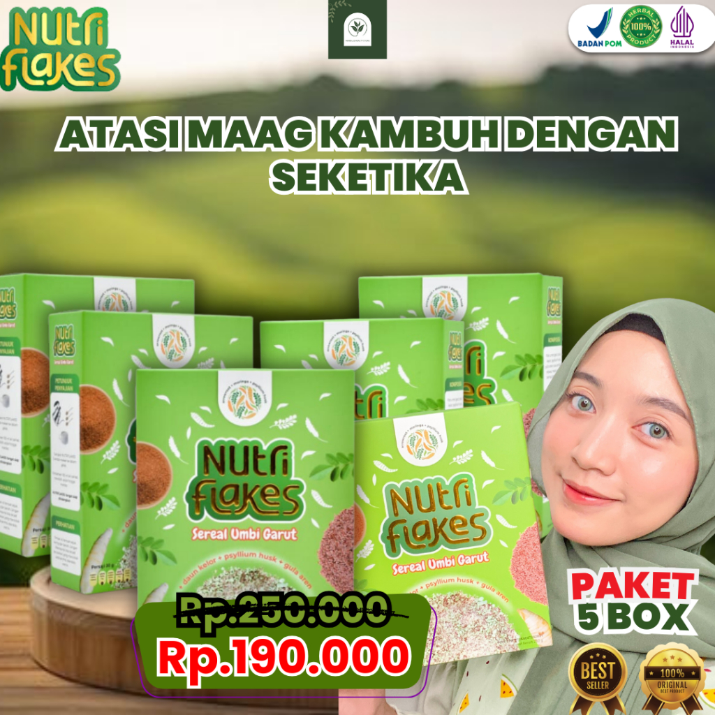 

Paket 5 BOX NutriFlakes Sereal & Oats - Oat's Sereal Solusi Cepat Atasi Magh