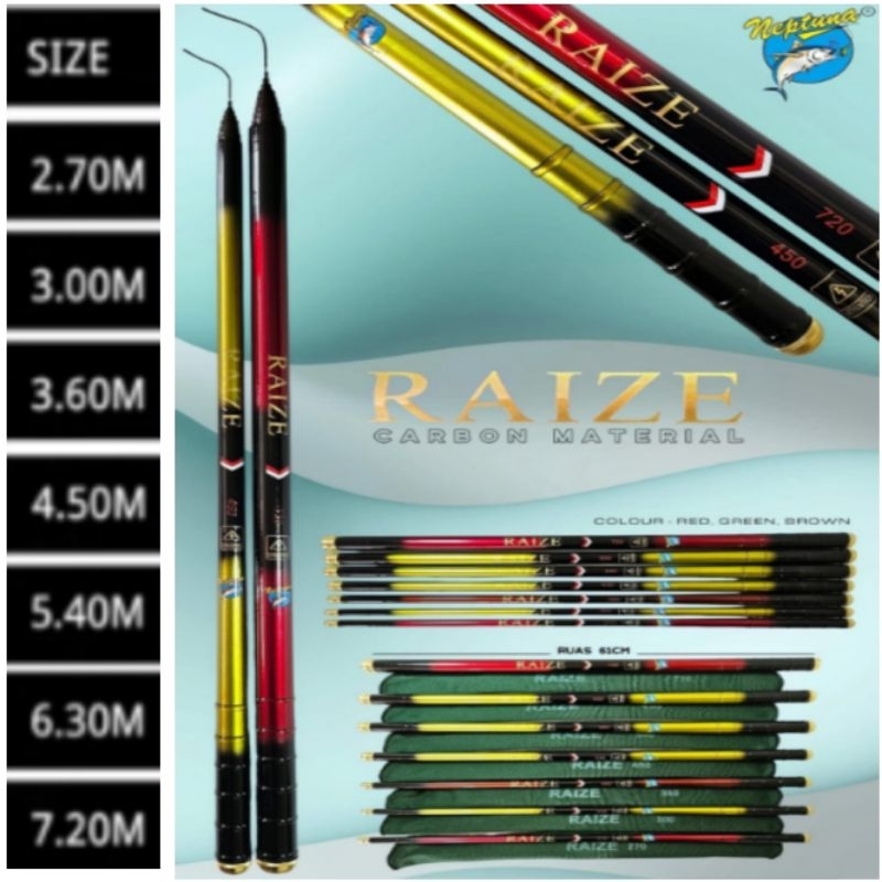 TEGEK CARBON ROS PANJANG 63 CM RAIZE NEPTUNE
