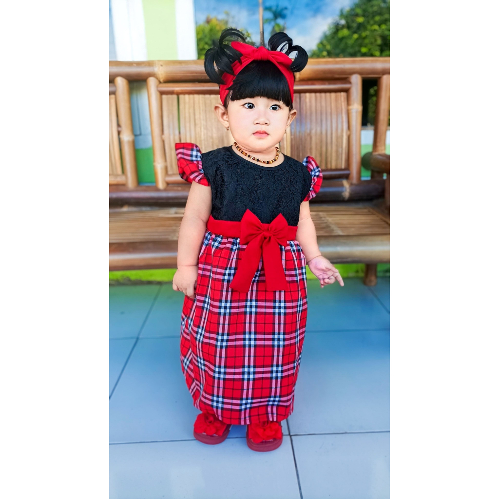 Promo Baju Dress Anak Perempuan 1 Tahun - 3 Tahun Kotak Berry