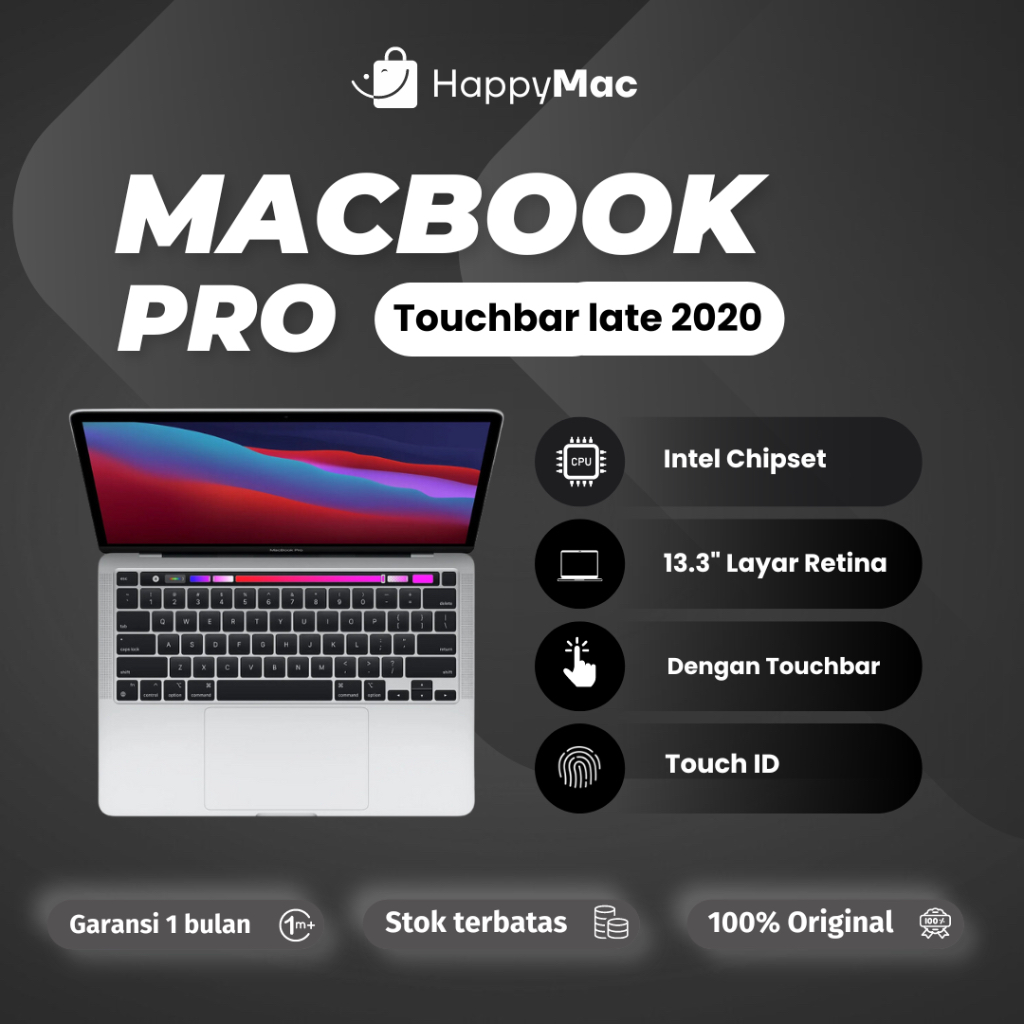 Macbook Pro Retina 2020 Toucbar 13 Inch Ram 32GB 16GB 8GB Intel Core i5 i7 256gb 512gb Second Origin