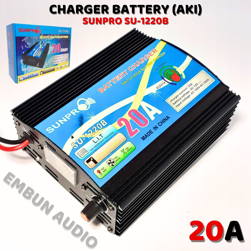 CHARGER AKI 20 AMPER SUNPRO SU-1220B BATTERY CHARGER MOBIL DAN MOTOR CAS AKI MOBIL 20 AMPER SUNPRO S