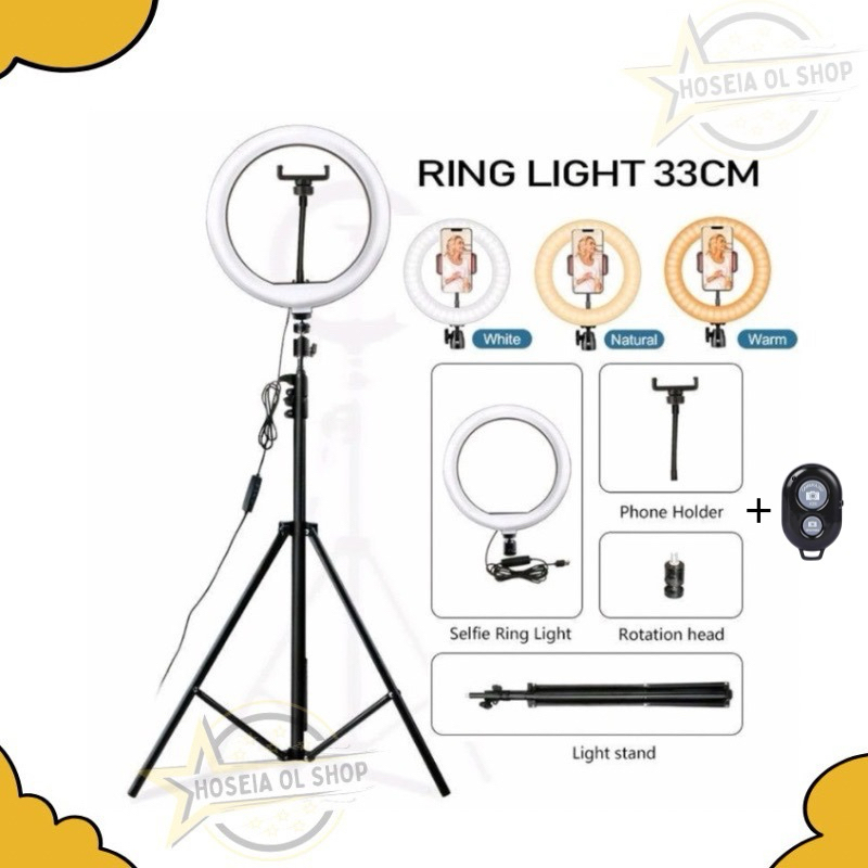 Paket Lengkap Ringlight 26cm + Remot + Tripod 2,1 Meter Make Up Vlog Lampu Ringlight Tripot Ring Lig
