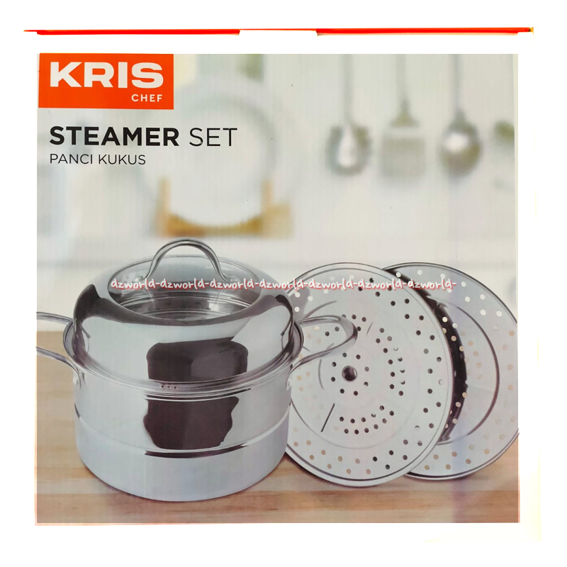 Krischef 2tier 33.5Cm Steamer Set Panci Kukus 2 Susun Model Bulat Dengan Piringan Krisbow Kris Chef 