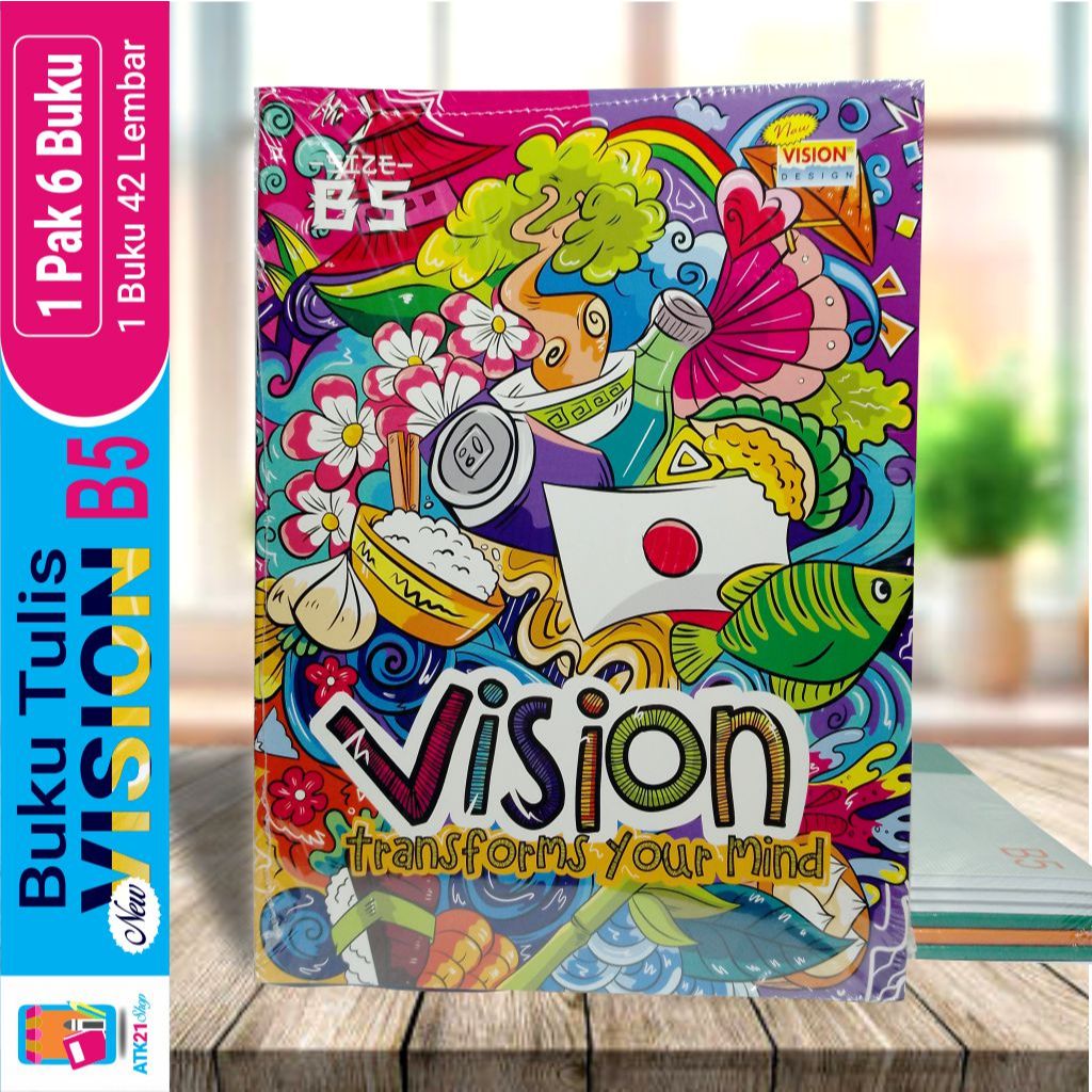 

VISION - New Buku Tulis Sekolah 42 Lembar pack Isi(6 buku) Cover Random Ukuran B5 25x18 Part 2