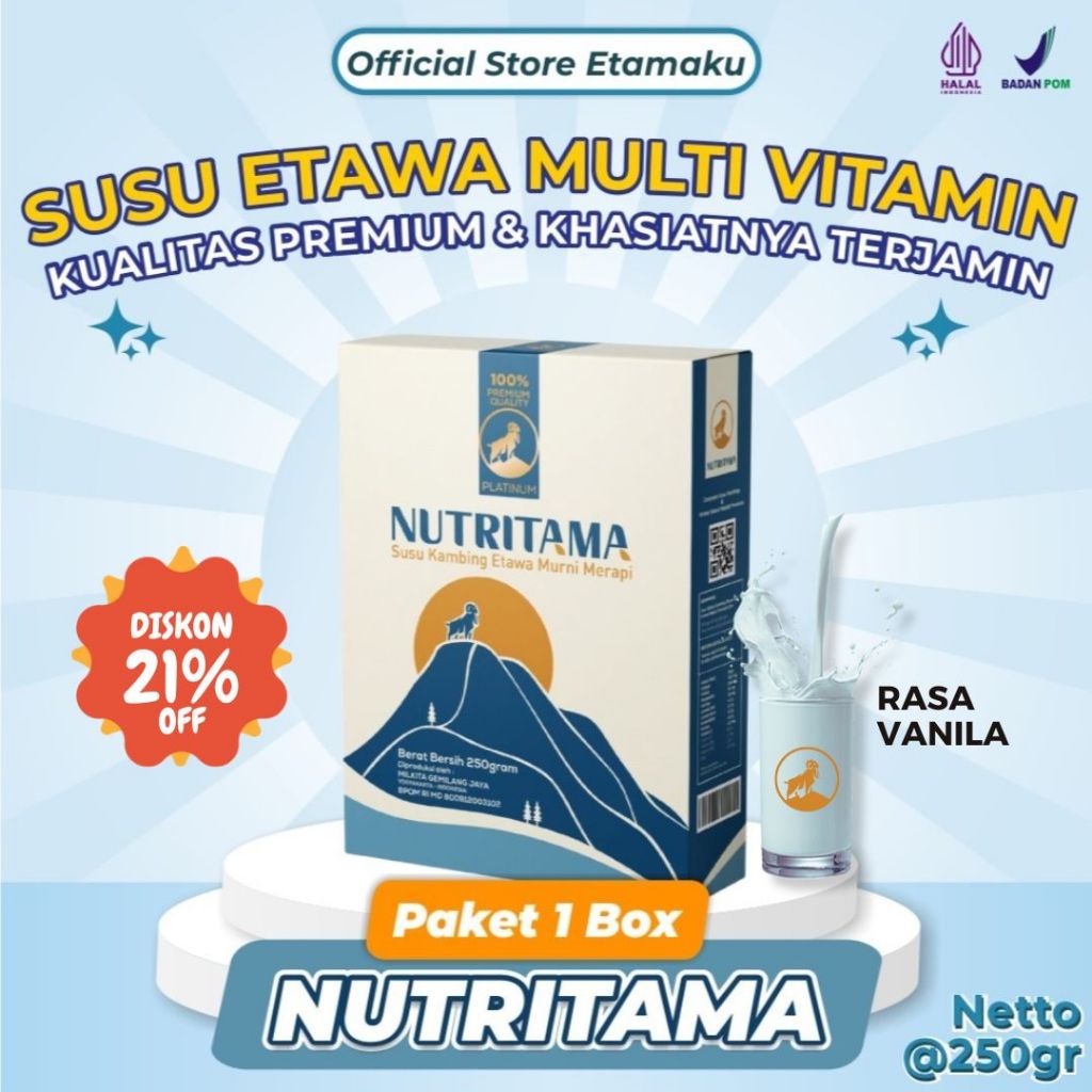 

Nutritama Susu Bubuk Etawa Rasa Vanilla Susu Kambing Etawa Untuk Imunitas Tubuh 250gr