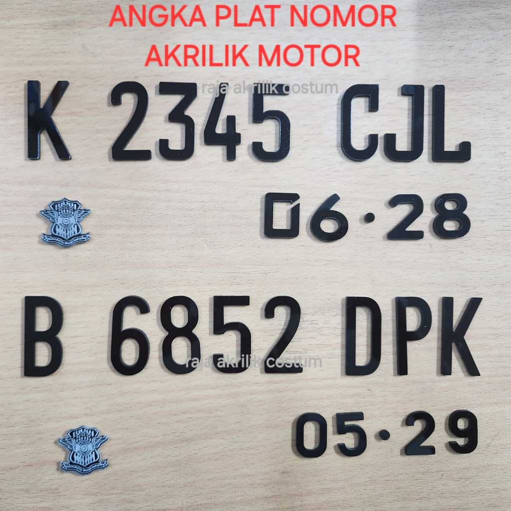 RAC Huruf dan Angka timbul akrilik plat motor