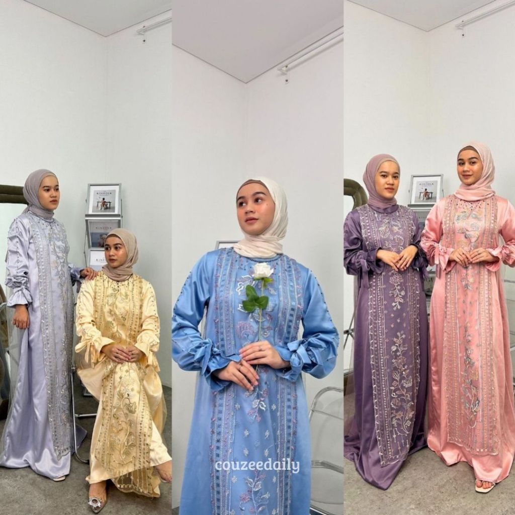 TABINA DRESS NEW MOTIF TWO TONE BAHAN SATIN BUSANA WANITA SIZE M,L,XL,XXL JUMBO DRESS KONDANGAN GAUN