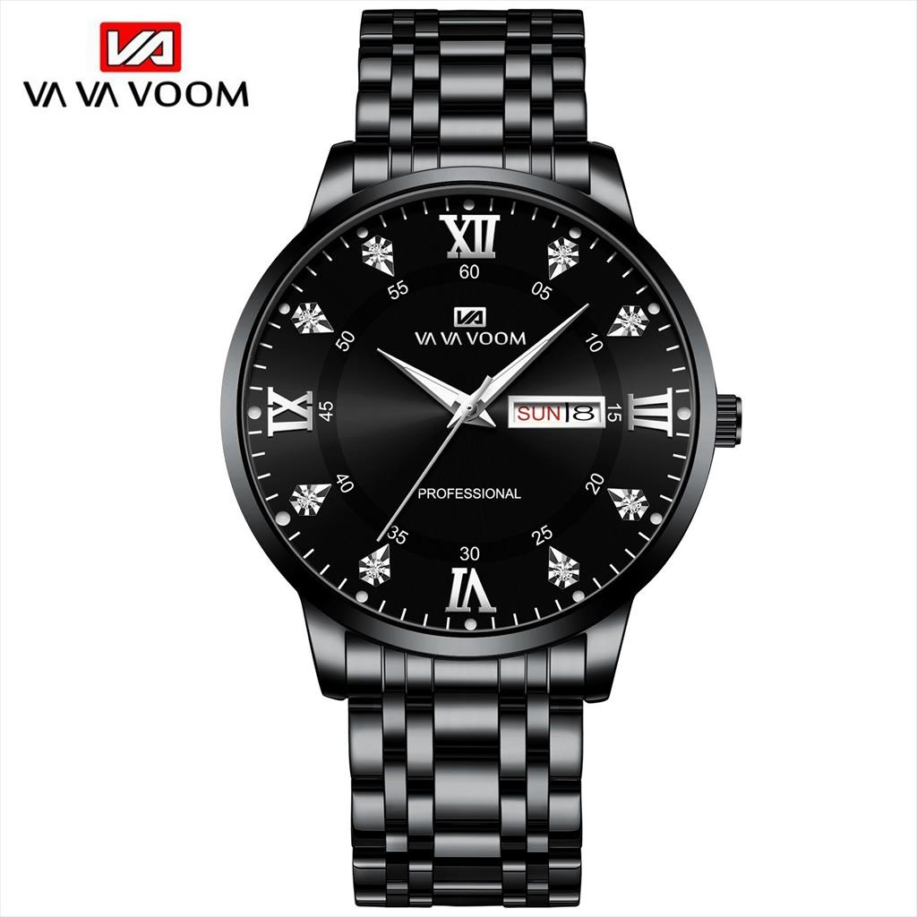 Jam Tangan Analog Date Pria VAVAVOOM 2461 Stainless Steel Water Resist Original