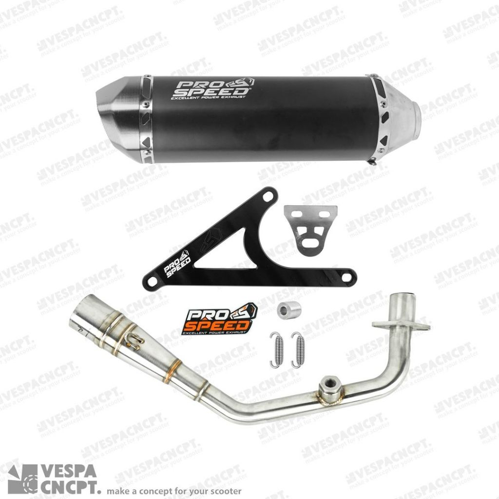Knalpot Prospeed Black Cnc Vespa Sprint Primavera Lx S Lxv 3v Iget Abs
