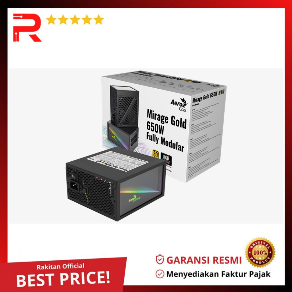 PSU Aerocool Mirage Gold 650W 650 Watt 80 Plus Gold Fully Modular