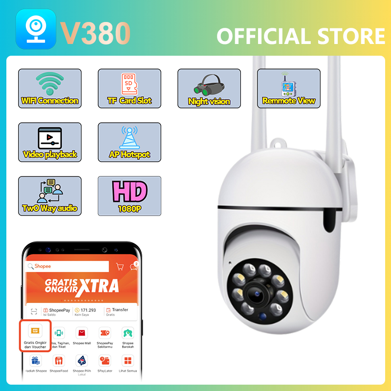 Adios - CCTV V380 Pro Kamera Hewan Peliharaan CCTV 360 PTZ Panorama Kamera,cctv wifi jarak jauh