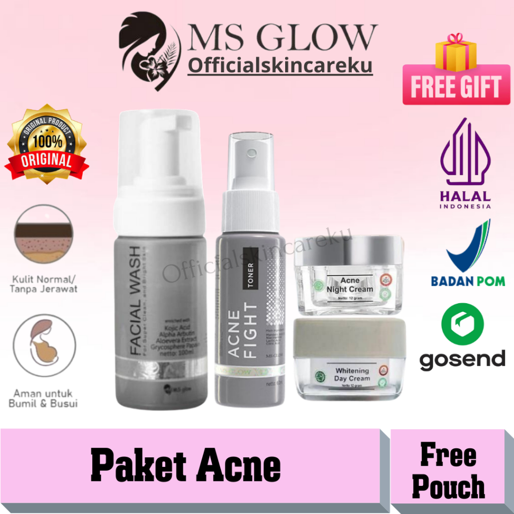 Ms Glow Paket Acne 100% Original ms Glow Acne 1 Paket  Pouch