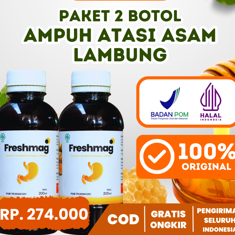 

Paket 2 Botol Freshmag Madu Herbal 100% Original | Mampu Meredahkan Nyeri Lambung - Maag - Dan Melancarkan Pencernaan