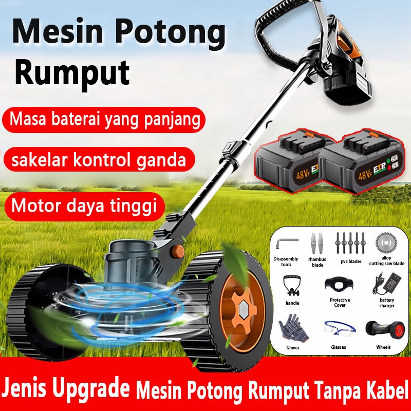 Mesin potong rumput 1090V/588V/288V Mesin potong rumput baterai roda Mesin pemotong rumput listrik p