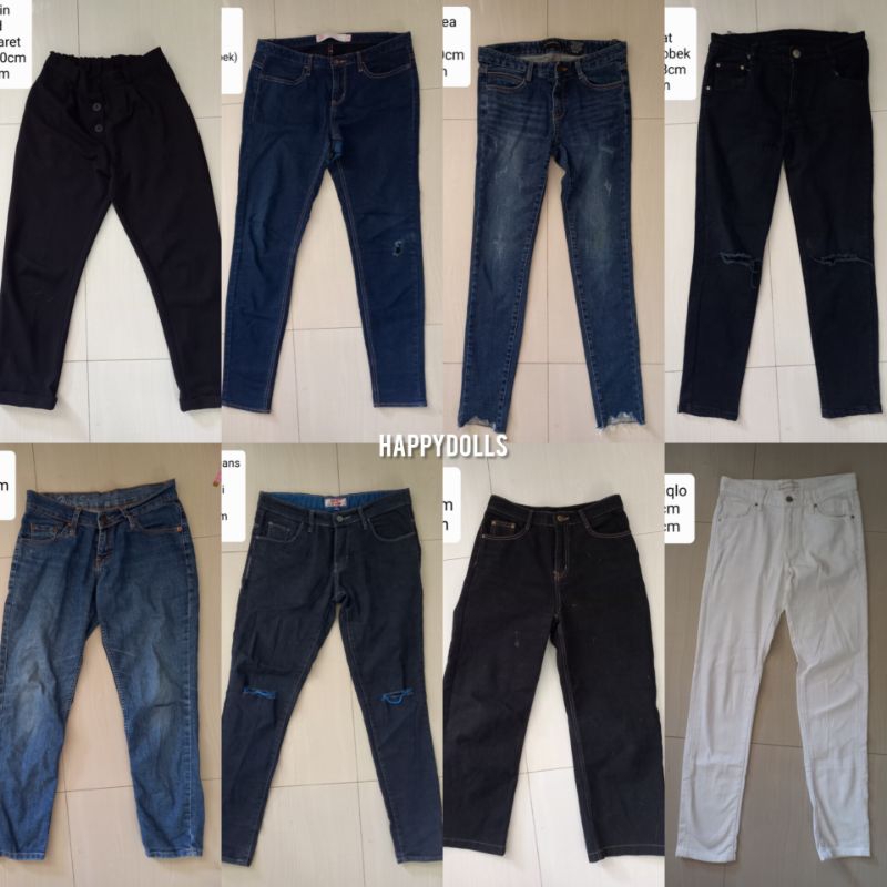 [Ready stock] celana panjang jeans/celpan/celana training/celana kain/jeans putih/hitam/denim (PL)