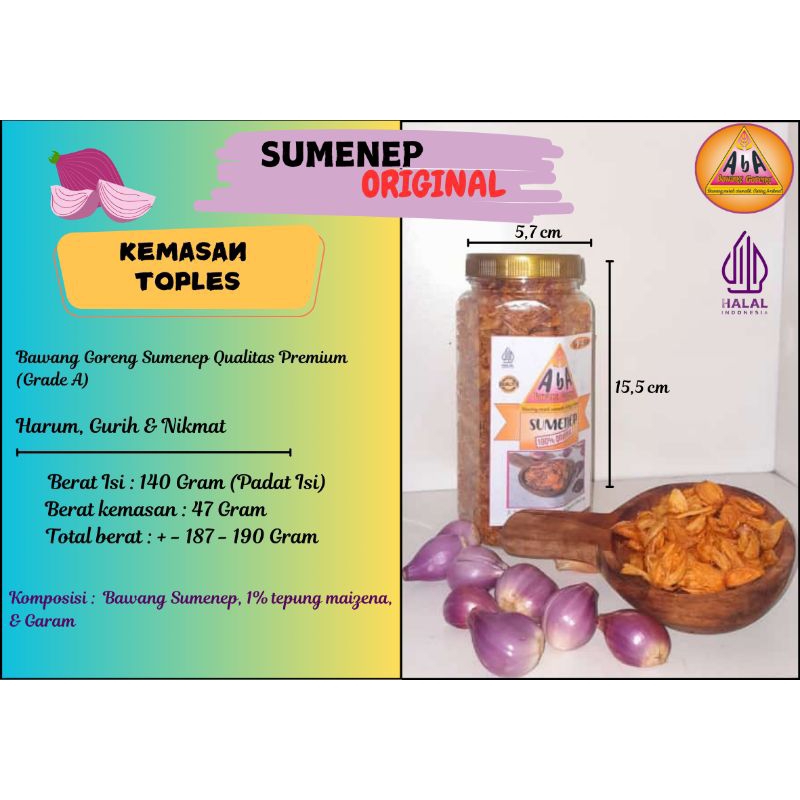 

Bawang Goreng Sumenep Kemasan Toples 140 Gram