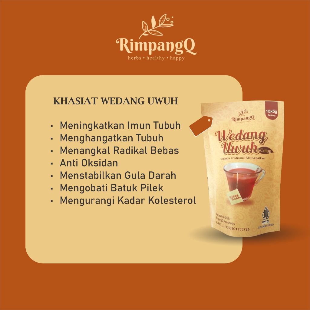

Wedang uwuh celup herbal kaya manfaat 15x5g kantong