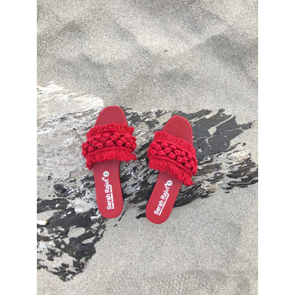 Sandal macrame warna maron/ sendal wanita/ sandal bohemian/ sendal jepit wanita/sandal slop wanita