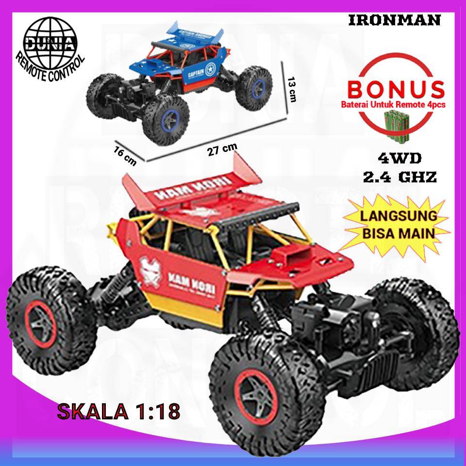 DUNIA REMOTE CONTROL - RC CAR MOBIL RC ROCK CRAWLER MOBIL IRONMAN SPIDERMAN REMOTE CONTROL MAINAN