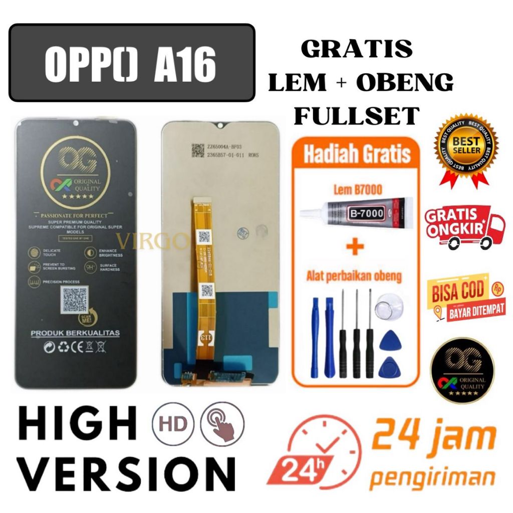 LCD  OPPO A16 fullset free LEM + OBENG / LCD OPPO A16 ORIGINAL OG