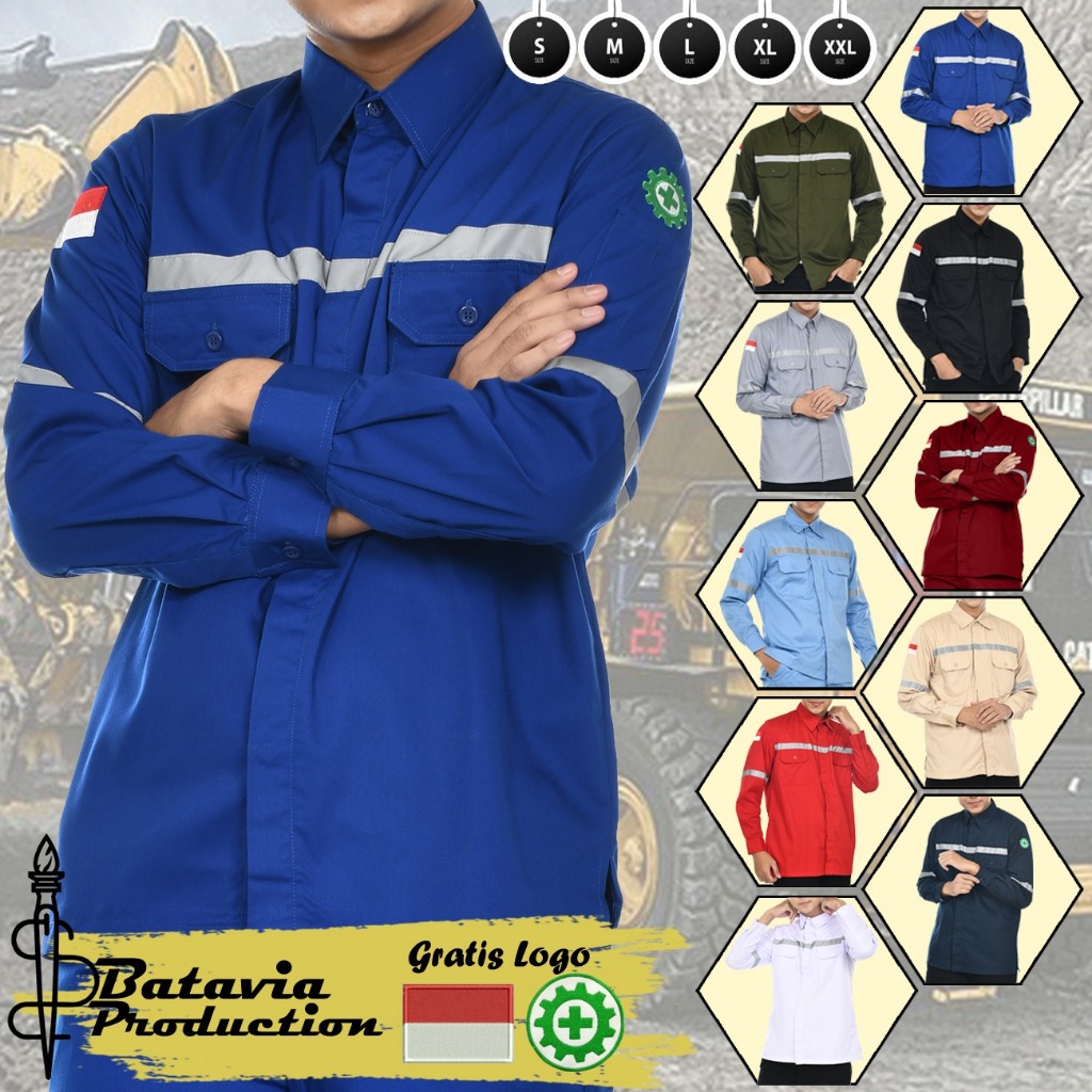 Baju kemeja wearpack atasan Safety K3 Proyek infrastruktur  tambang lengan panjang Katelpak seragam 