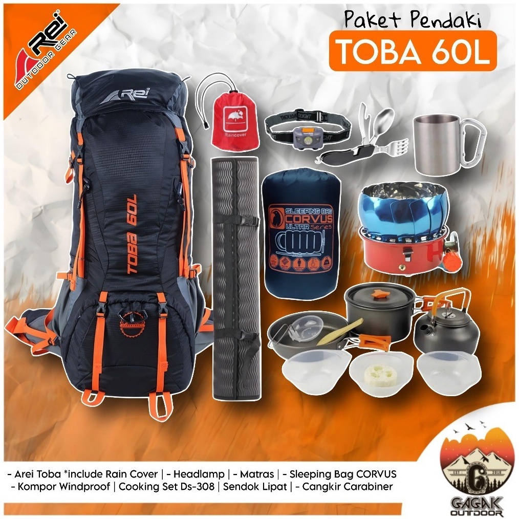 KODE M37K Tas Gunung  Tas Carrier  Arei Outdoorgear  Toba 6L  Atmos 6L  Paket Hemat alat Pendaki Gun