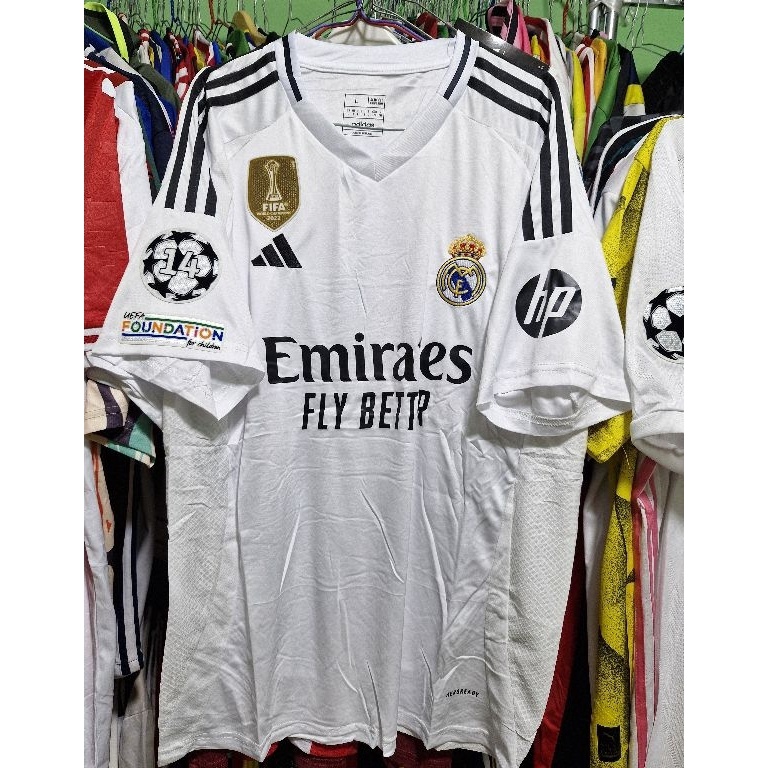 KODE S63U Import Jersey bola Real Madrid Home 224225 putih list hitam 2425 premium Grade ori officia