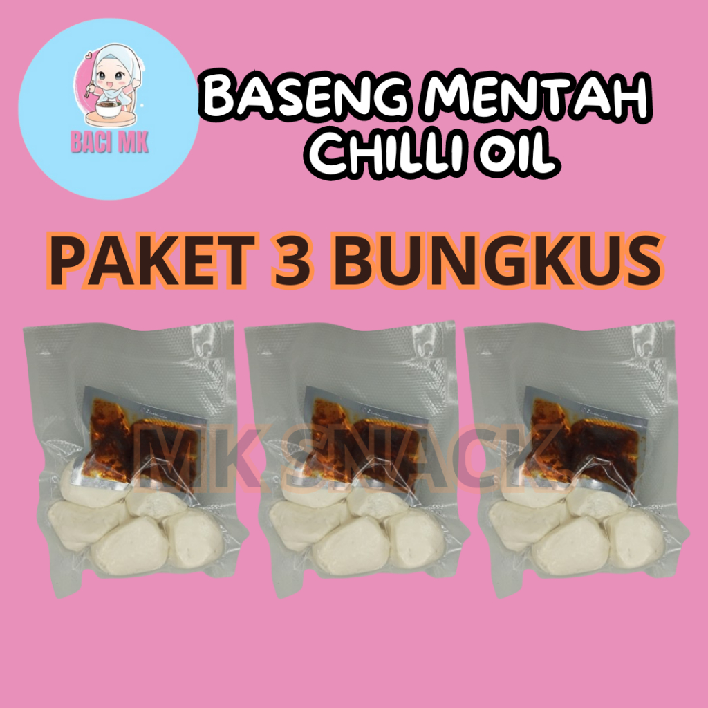 

BASRENG CHILLI OIL MK SNACK ISI 5 BUTIR PAKET 3 BUNGKUS GRATIS CHILLI OIL PEDAS GURIH NIKMAT