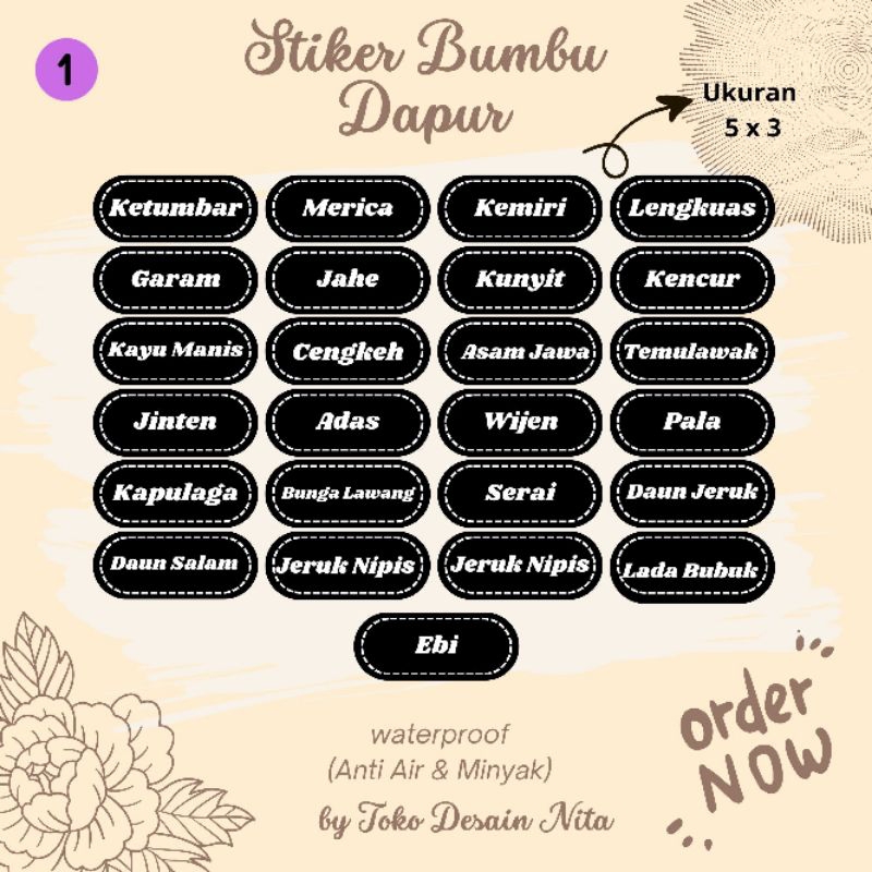 

Stiker Bumbu Dapur (25pcs) WATERPROOF