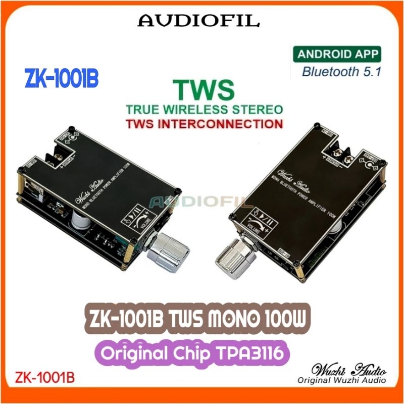 ZK-1001B TPA3116 Amplifier Class D Hifi Bluetooth 5.1 Original Wuzhi Audio