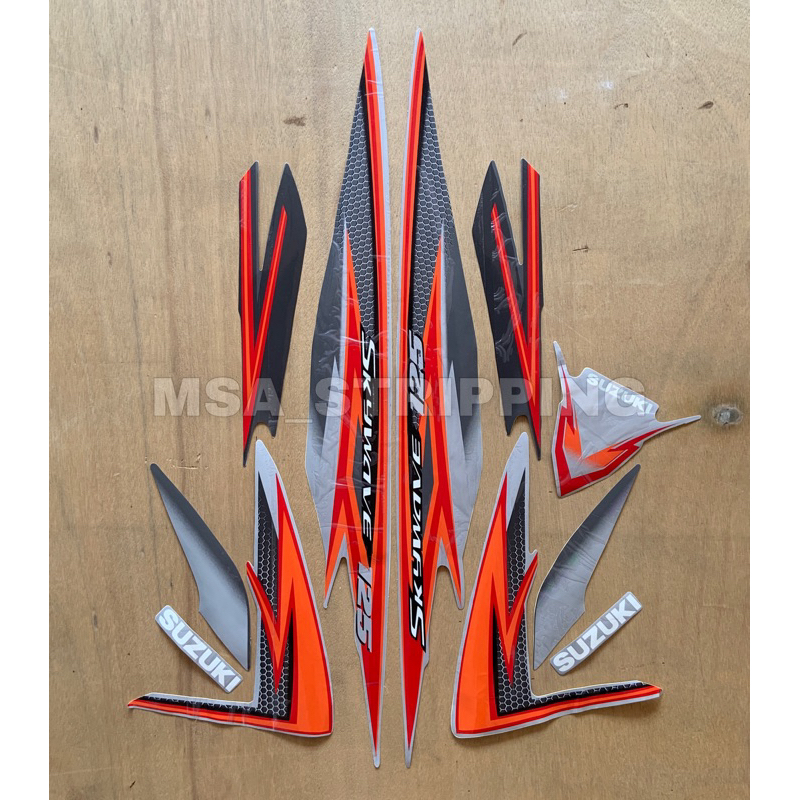 Stripping strip stiker sticker lis polet body Suzuki Skywave 125 Th.2008 2009 Silver Oren striping l