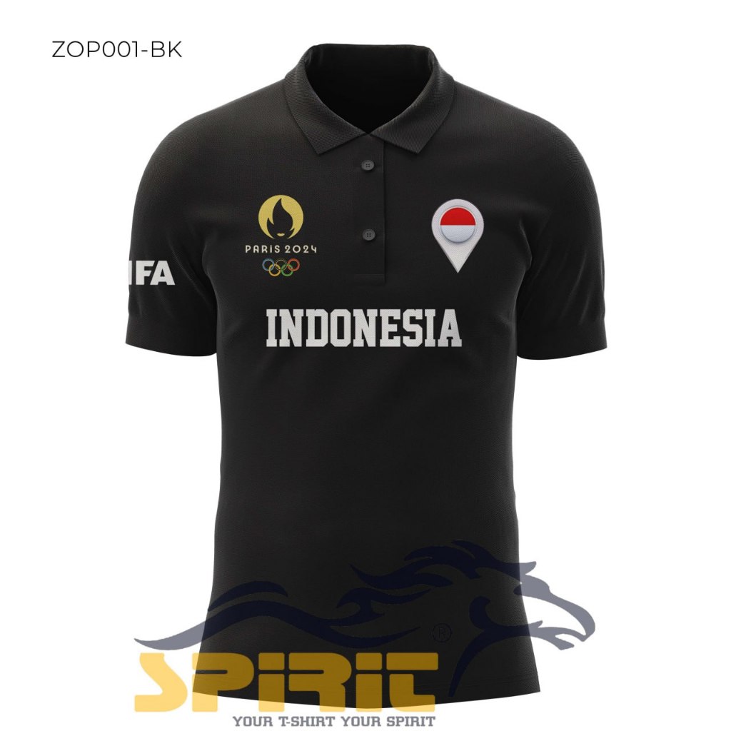 kaos polo shirt baju kerah olimpiade paris 2024 tournament sepak bola timnas indonesia nyaman & styl