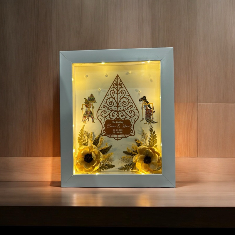 mahar pernikahan gunungan wayang rustic free lampu