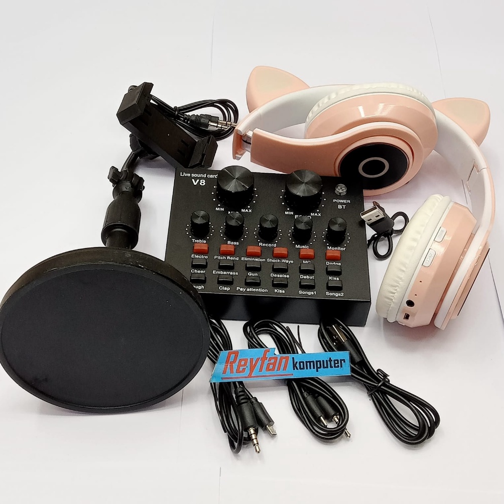 Alat Live Streaming Tiktok Youtube Sound card V8 Mixer Dan Mic BM 8 SoundCard V8 MIXER Audio USB Ext