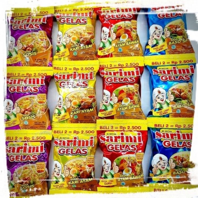 

sarimi gelas renteng (1 renteng isi 10 @30g) (1kg muat 3 renteng)