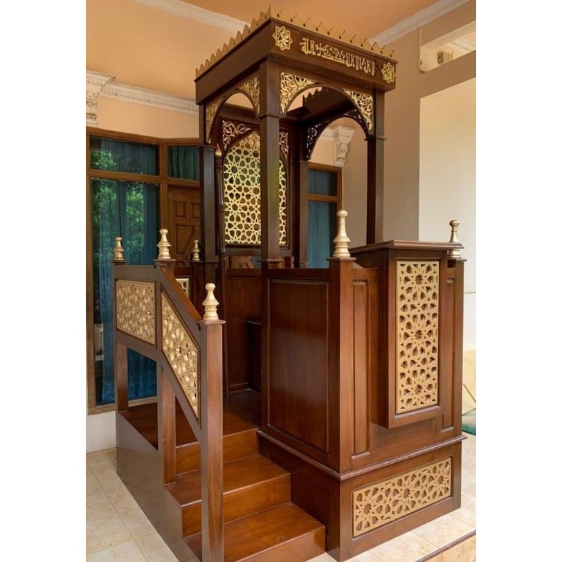Mimbar Masjid Mewah / Podium Modern Minimalis / Mimbar Kayu Jati
