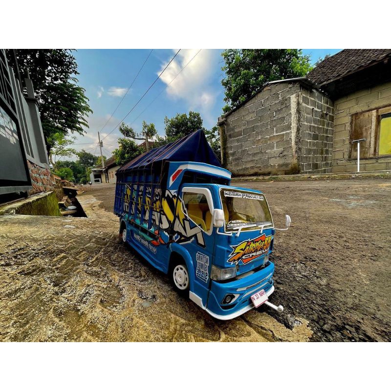 PROMO COD MINIATUR TRUK OLENG KAYU JATI ASLI VARIASI LAMPU DAN TERPAL BISA BELOK KANAN DAN KIRI