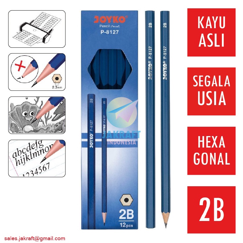 

KILAT 12 Pcs Pensil Tulis 2B JOYKO P8127 Kayu Asli Hexagonal Serbaguna Murah Banget Berkualitas