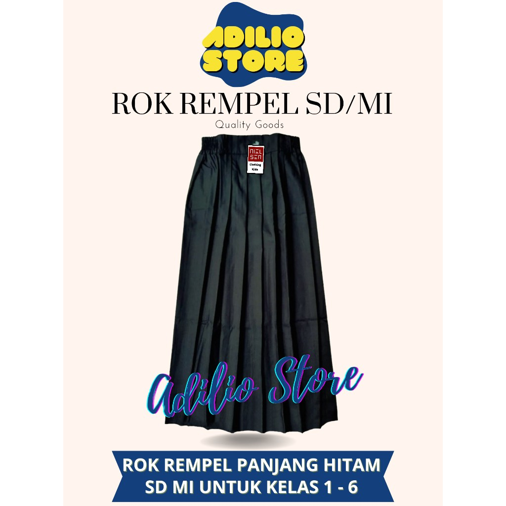 ROK PANJANG REMPEL SERAGAM SEKOLAH SD-MI WARNA HITAM BAWAHAN